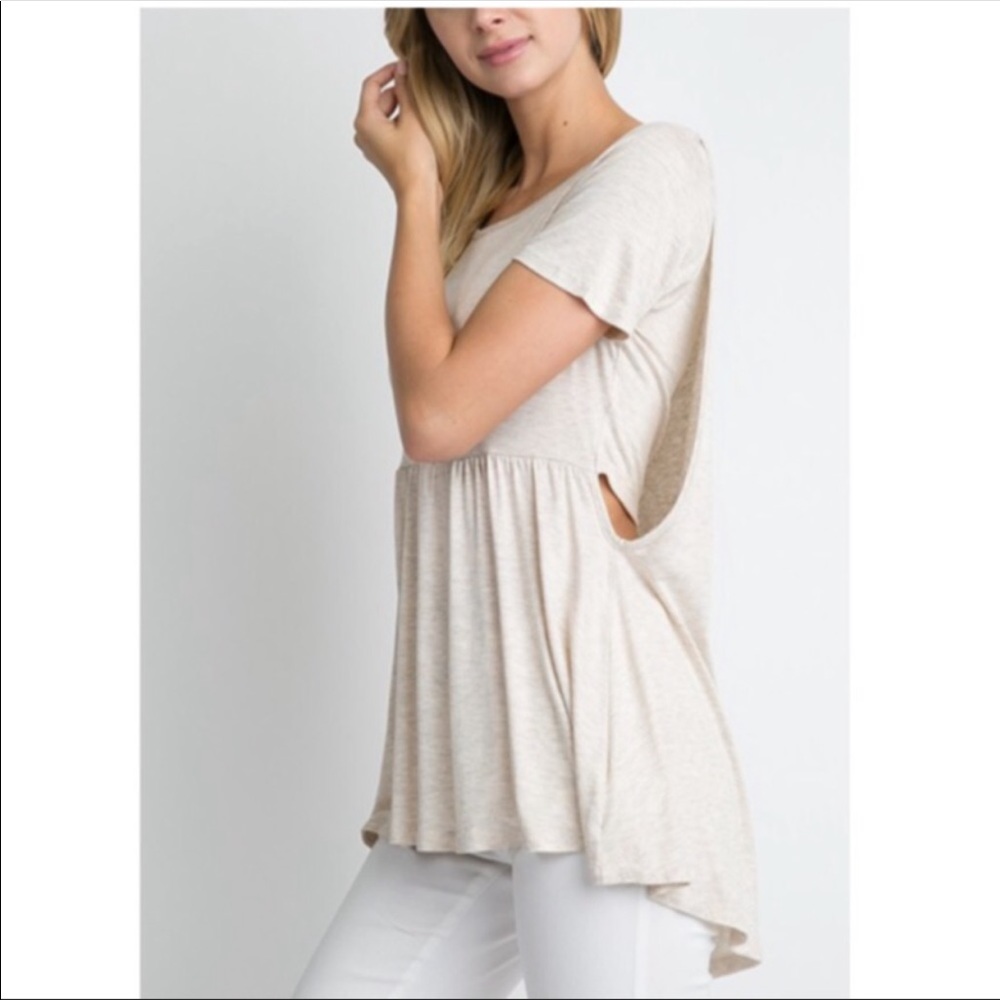 🆕 Oatmeal Sleeveless Cape Back Top